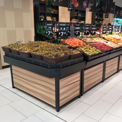 China Stainless Steel Single Sided Supermarket Customized Outdoor Vegetable And Fruit Shelf for sale