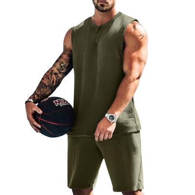 China QUICK DRY Customized custom logo printing mens sleeveless t shirt plain shorts blank gym vest for sale