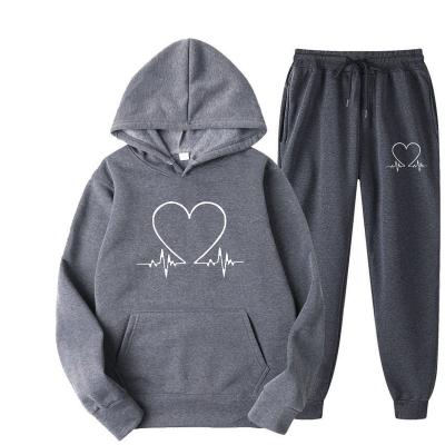 China Anti-wrinkle Wholesale fleece men puff printed sweatpants and hoodie set women blank full zip up cropped hoodie for sale