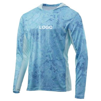 China Anti-UV New Design 88% Polyester 12%Spandex 165gsm Custom Fishing Wear Long Sleeve Hoodie Fishing Shirt for sale