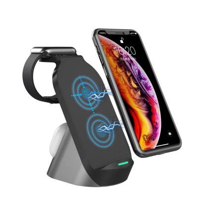 China High Quality Smart Watch Desktop Vertical Cell Phone Stand Multifunctional 3 in 1 Wireless Charger 15W Apple Huawei Fast Charging for sale