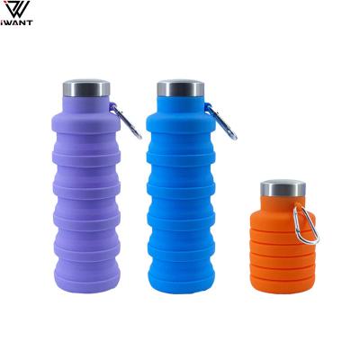 China 500ML Outdoor Sport Food Grade Silicone Viable Hot Selling Collapsible Travel Collapsible Bottle Water Bottle for sale