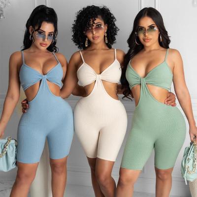 China QUICK DRY Sexy Hollow Out Halter Suspender Women Off The Shoulder Jumpsuit Women for sale