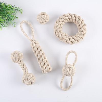 China Stored Sisal Cotton Rope Toy Ball Molar Tooth Cleaning Dog Bite Rope Interactive Pet Rope Toys for sale