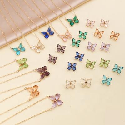 China Zircon Multi Arrived Crystal Butterfly Pendant Necklace BOHEMIA Hot Summer Butterfly Shape Necklace Colors 2021 New for sale