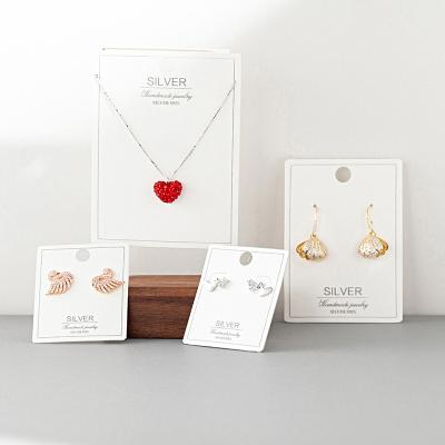 China Fashion Factory Wholesale White Earrings Cards Necklace Jewelry Packaging Logo Display Necklace Cards Custom Made for sale