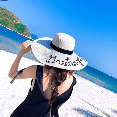 China Fashion Women's Summer Straw Hats Wide Brim Sun Beach Foldable Hat for sale