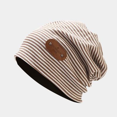 China COMMON Ladies Warm Autumn Winter Hats Fashion Hip Hop Cotton Knit Hat For Women Men Striped Print Beanie Hats for sale