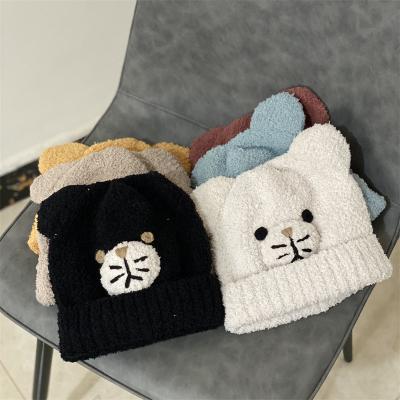 China JOINT Japanese Cartoon Bear Winter Hat Warm Thickened Knit Hat With Ears For Outdoor Ladies Women Girl Cute Beanie Hat for sale