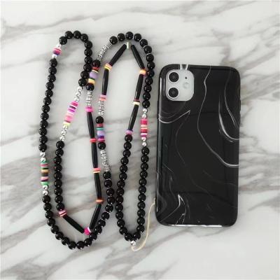 China Holiday Colorful Bohemian Style Pearl Chain Female Long Mobile Phone Chain Environmentally Friendly Decoration With Tassel Mobile Phone Strap for sale