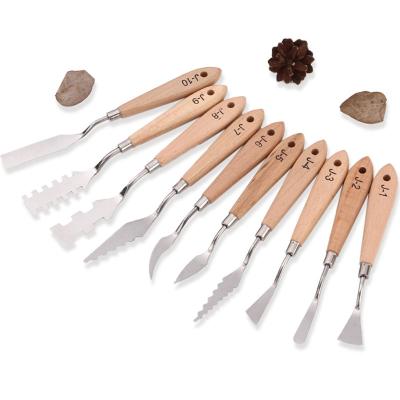 China For all oil or acrylic paint & Color Mixing Palette Knife 10pcs Set Scraper Stainless Steel Paint Mixing Palette Knife with Different Scrape and Sizes for sale