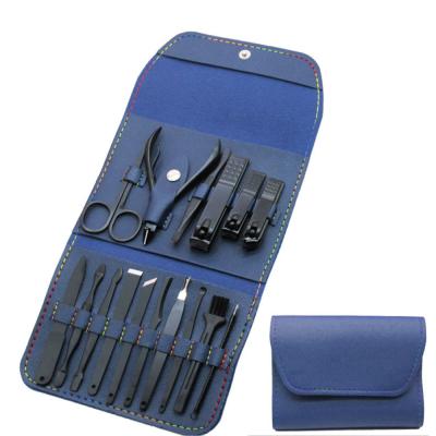 China Finger 16 in 1 Professional Pedicure Set Nail Scissors Grooming Kit with PU Travel Case for sale