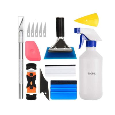 China Basic No Design 14PCS Factory Car Window Film Tinting Kit Wallpaper Smoothing Tool with Felt Craft Squeegee and Knife for sale