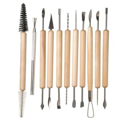 China Arts and Crafts Professional 11 PCS Carving Tool Kit DIY Wood Handles Ceramic Tools for sale