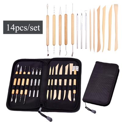 China High Qulaity 14pcs Art Tools Set Wooden Ceramic Clay Sculpting Carving Pottery Tools for sale