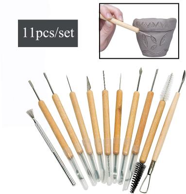 China High Qulaity 11pcs Diy Radium Handle Wood Pottery Wire Knife Carving Clay Knife Cleaning Tool Kit Carving Tools for sale