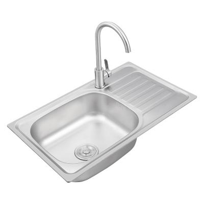 China LS-7545 Stainless Steel Kitchen Single Basin Cookware Single Bowl Farmhouse Faucet Without Bowl With Drainer Sink for sale