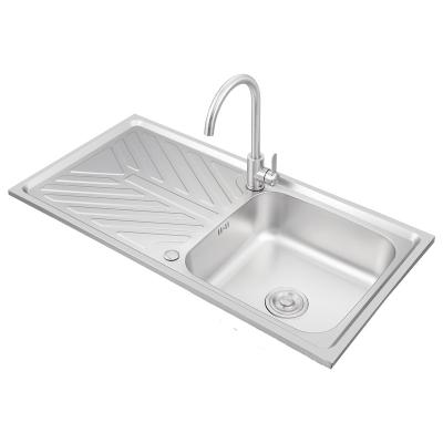 China Without Faucet LS-10050 Single Bowl Farmhouse Stainless Steel Kitchen Lavatory Price Kitchen Sinks With Drainer for sale