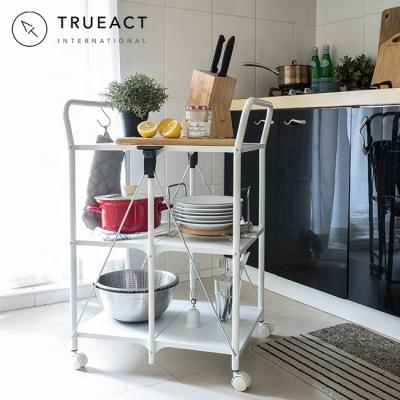 China N Ready To Ship Taiwan Manufacturer Home Foldable Folding Kitchen Storage Cart Serving Cart for sale