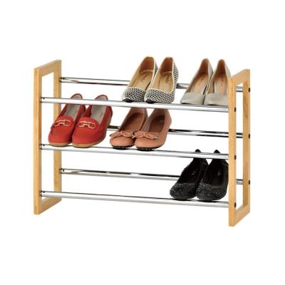 China Wooden Expandable Shoe Rack 3 Row Shoe Rack for sale