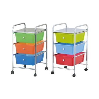 China Colorful plastic storage cabinet with 3 mobile tool drawers for sale