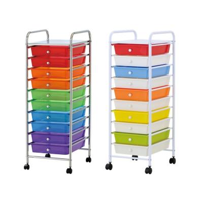 China Low MOQ Plastic Tool Storage Cart with 10 Drawers for sale