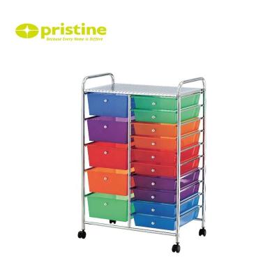 China Tools 15 Drawer Chrome Storage Cart Furniture Office Furniture Office Color Plastic Rolling Box for sale