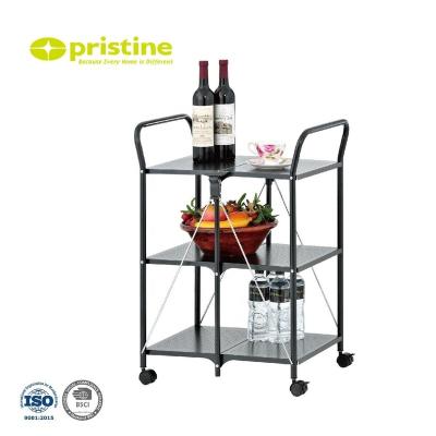 China Taiwan Stainless Steel Manufacturer Home Kitchen Furniture Round Tube Folding Cart Kitchen Cart for sale