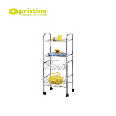 China Metal Made In Taiwan Home Storage Furniture 4 Tier Metal Serving Kitchen Cart for sale