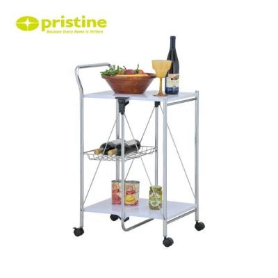 China Multifunctional Folding Metal Taiwan Manufacturer Home Housewares Kitchen Furniture Round Tube Cart Kitchen Trolley for sale