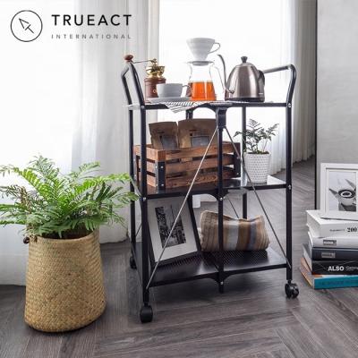 China N Ready To Ship Taiwan Manufacturer Home Foldable Folding Kitchen Storage Cart Serving Cart for sale