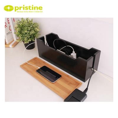 China Modern Bamboo Cable Box with Black Color | cable junction box | cable wire organizer for sale