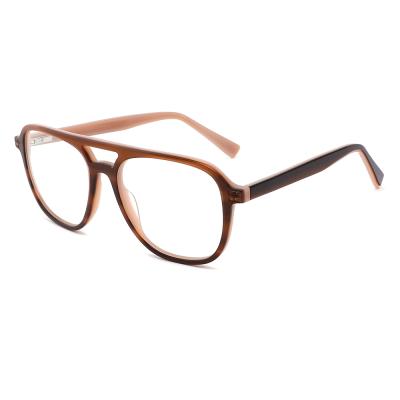 China Fashionable Double Bridge Men Acetate Optical Frames Glasses for sale