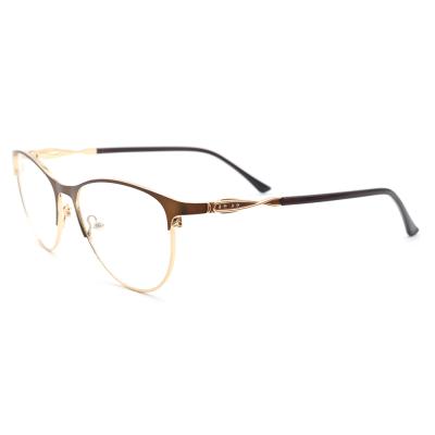 China Fashionable Fragrance Colored Front Line Oval Metal Half Frame Optical Frames for sale