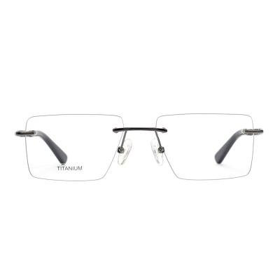 China Import Fashionable Optical Titanium Polygon Frames Rimless Glasses for sale