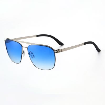 China Fashion Sunglasses Brand Custom Metallic Double Bridge Men Sunglasses 2021 Shades for sale