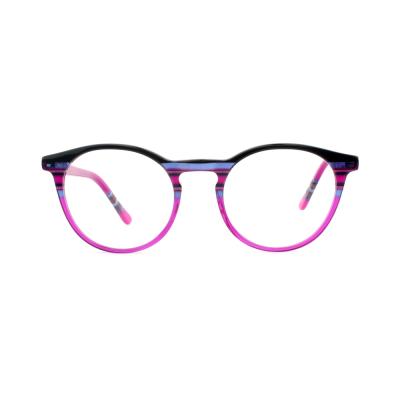 China Fashionable Custom Made Men's Rainbow Acetate Optical Round Eyeglasses Frames for sale