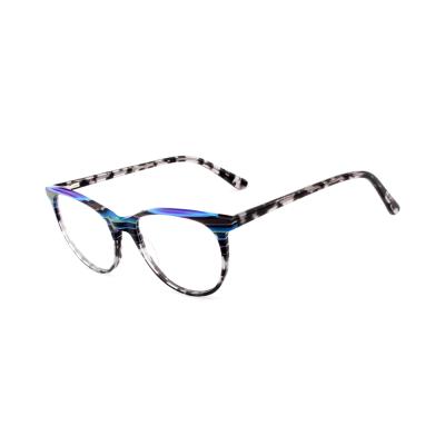 China Fashionable Medical Round Amber Retro Rainbow Acetate Glass Frames for sale