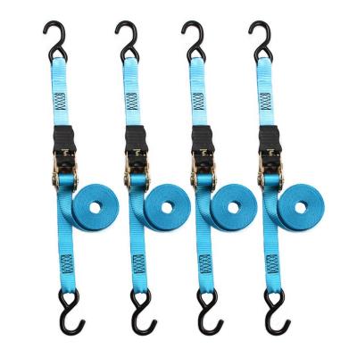 China Pack 25mm 3m Car Ratchet Link Down Strap Set 4 PE BODY SEAT With Hooks 1500lbs 680kgs for sale