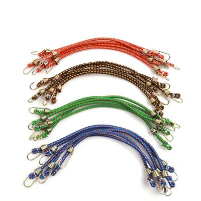 China 20pcs 4mm mini rubber and pp rubber bungee cord colorful with zinc alloy hook for sale