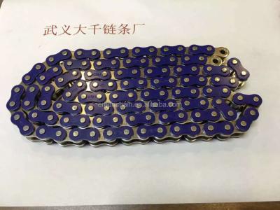 China Blue Finish 40Mn Motorcycle Chain Colorful Baking Chain Motorcycle Spare Parts for sale