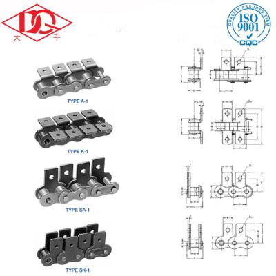 China Stainless steel roller chain with attachment A1, K1, K2 for sale