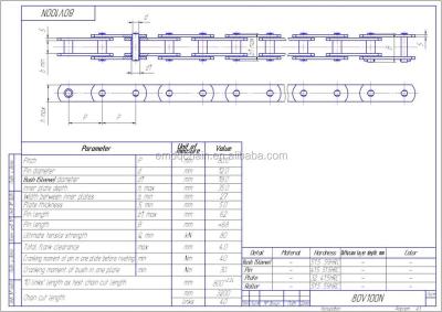 China Large Iron Russia Standard Metric Pitch Conveyor Roller Industrial Chain Chain M80 for sale