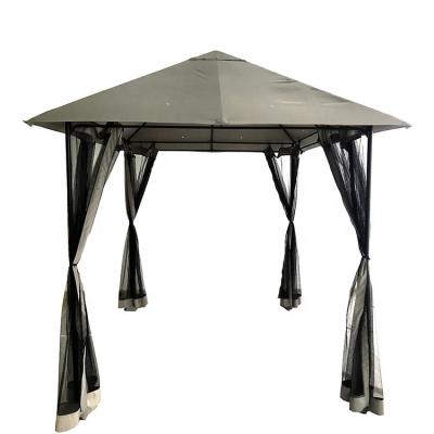 China Easy to install hot selling 3*3m patio gazebo outdoor canopy hexagon tent single roof with mosquito netting for sale