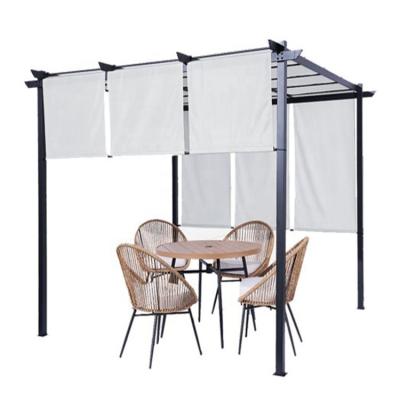 China Powder-coated steel frame. Vigorous construction. Retractable Outdoor Garden Gazebo Parasol Structures Free Standing Spa Pergola With Sliding Custom Size Canopy for sale