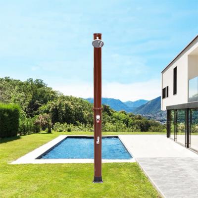 China High Pressure Water Saving Wooden Grain PVC Color Solar Shower Garden Outdoor Solar Pool Shower for sale