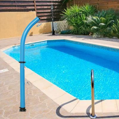 China OEM 20L high pressure blue garden 2 section direct sale factory direct water saving water solar outdoor rain shower column with faucet for sale