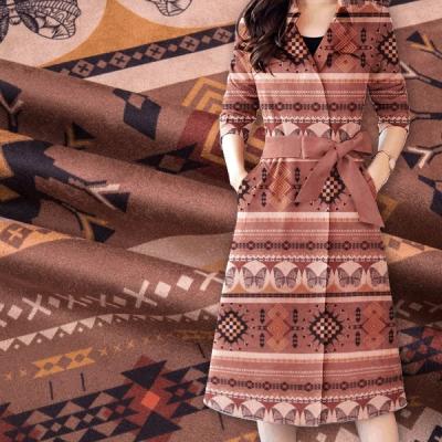 China Memory Spandex Knitted Air Layer Suede Printed Fabric 320gsm For Women's Dress for sale