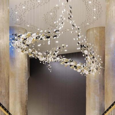 China Luxurious Nordic Style Chandelier Pendant Lights Arc Gold Lamp Chandeliers Hanging Project Lighting Black/Pink Link Shape for sale