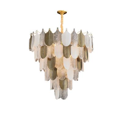 China 2022 Modern Latest Design Home Decor Pendant Lamp Living Room Bedroom Villa Lobby Tree Leaves Crystal American Style Chandeliers for sale